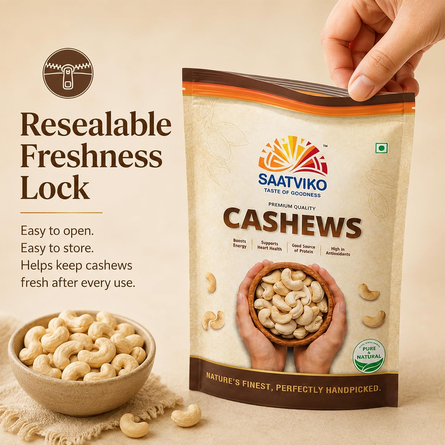 Premium Cashews | Fresh & Crunchy Kaju – Saatviko - Image 4