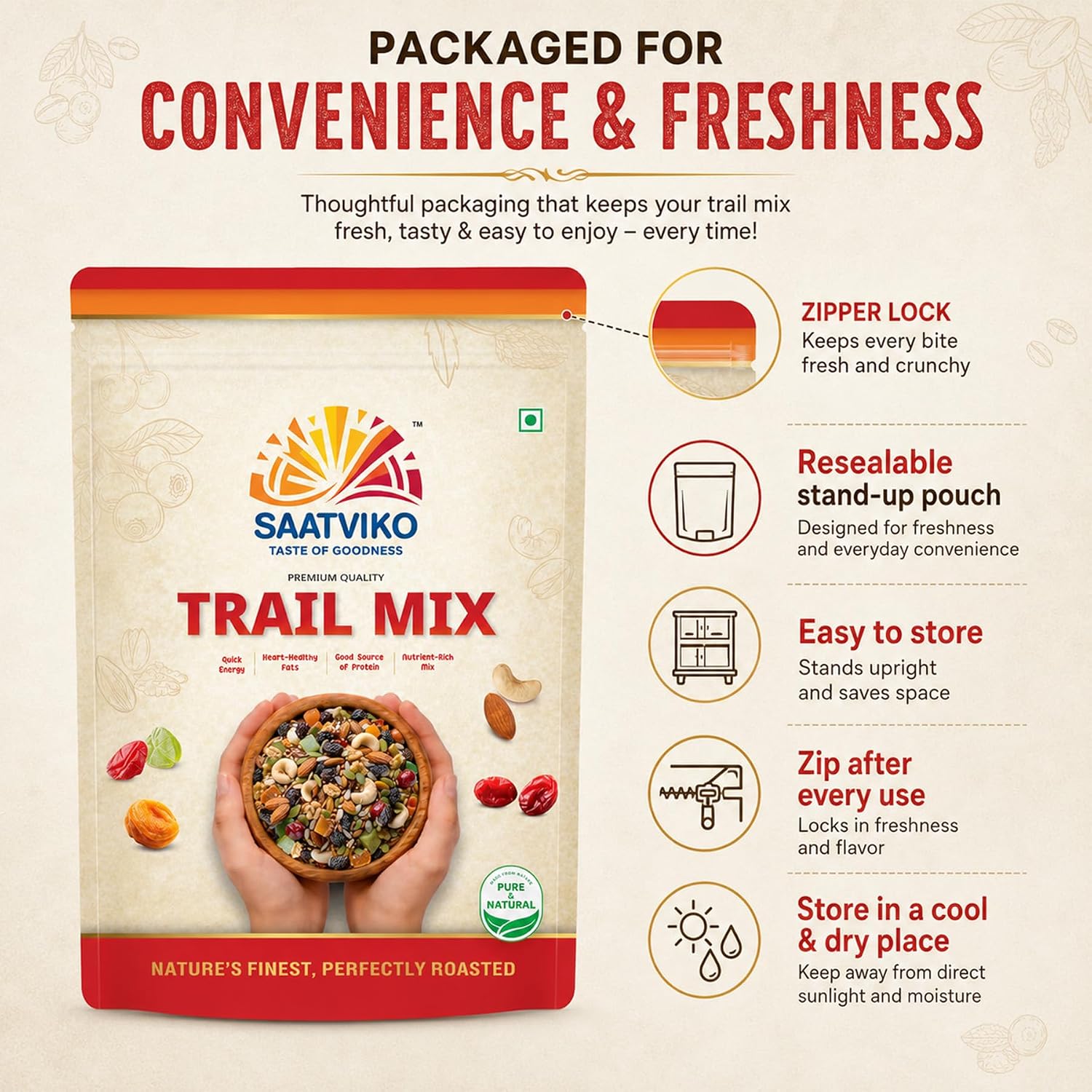 Trail Mix (Energy Booster) | Healthy Snack Mix – Saatviko - Image 7