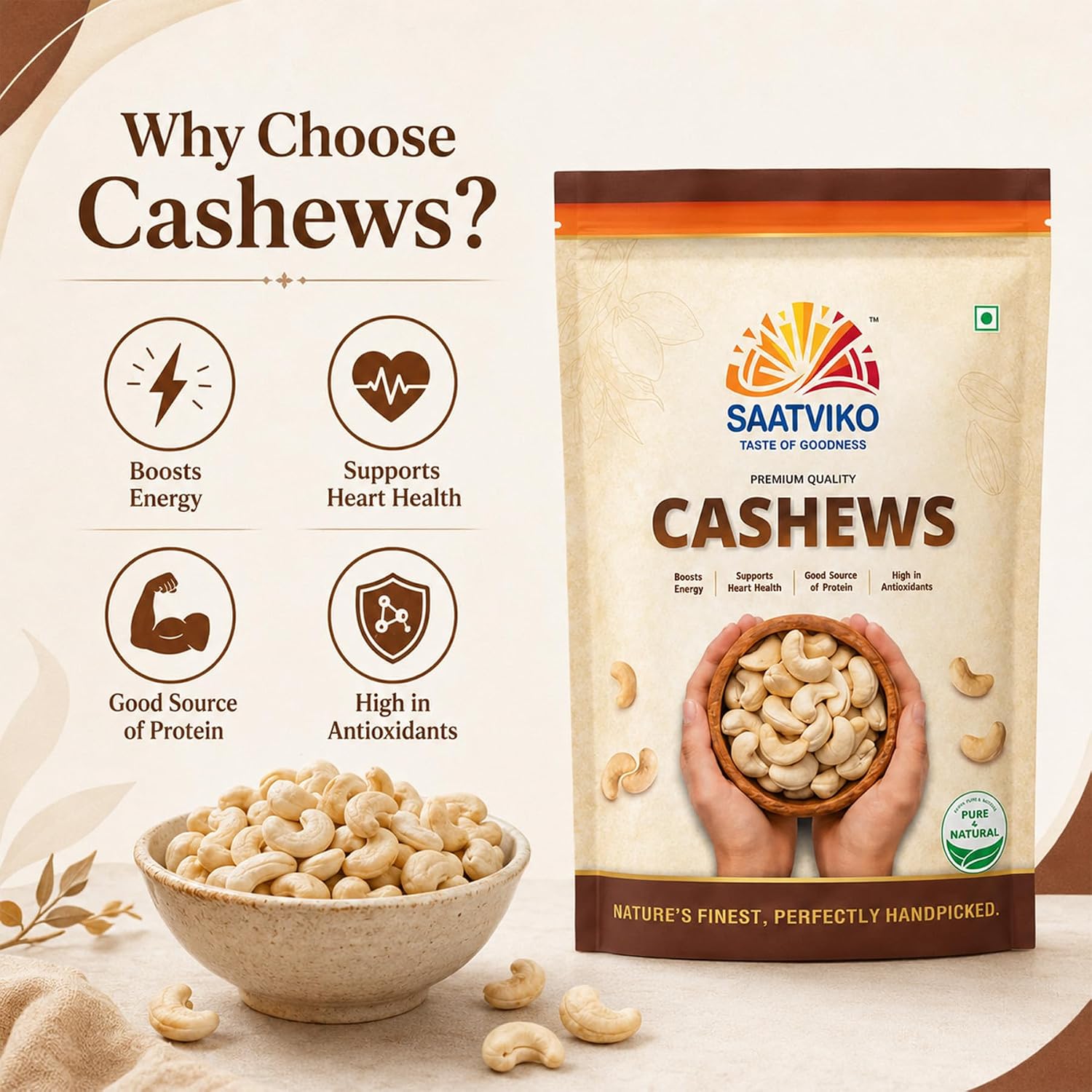 Premium Cashews | Fresh & Crunchy Kaju – Saatviko - Image 8