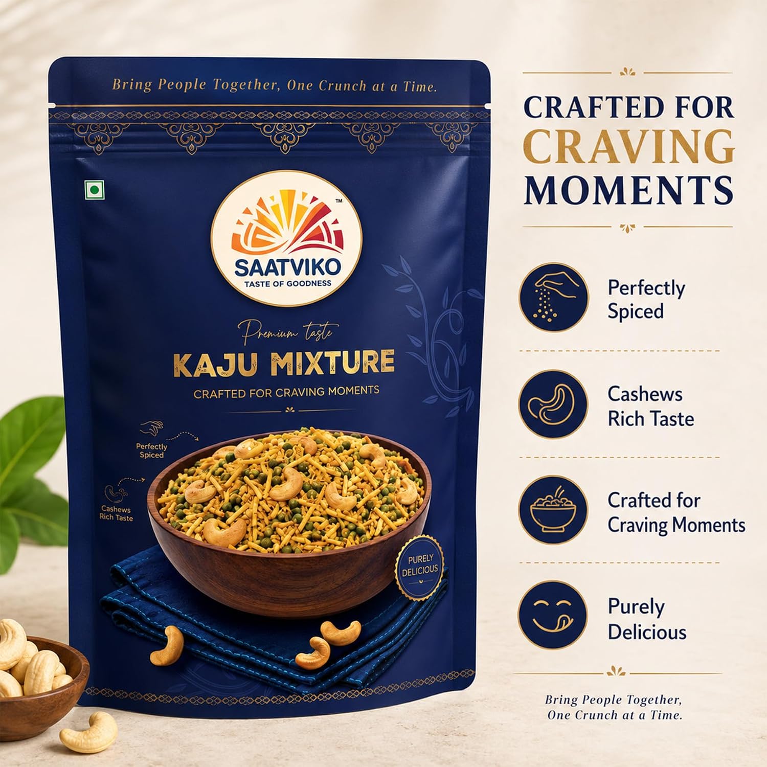 Saatviko Premium Kaju Mixture 400g | Crunchy Cashew Namkeen Mix - Image 7