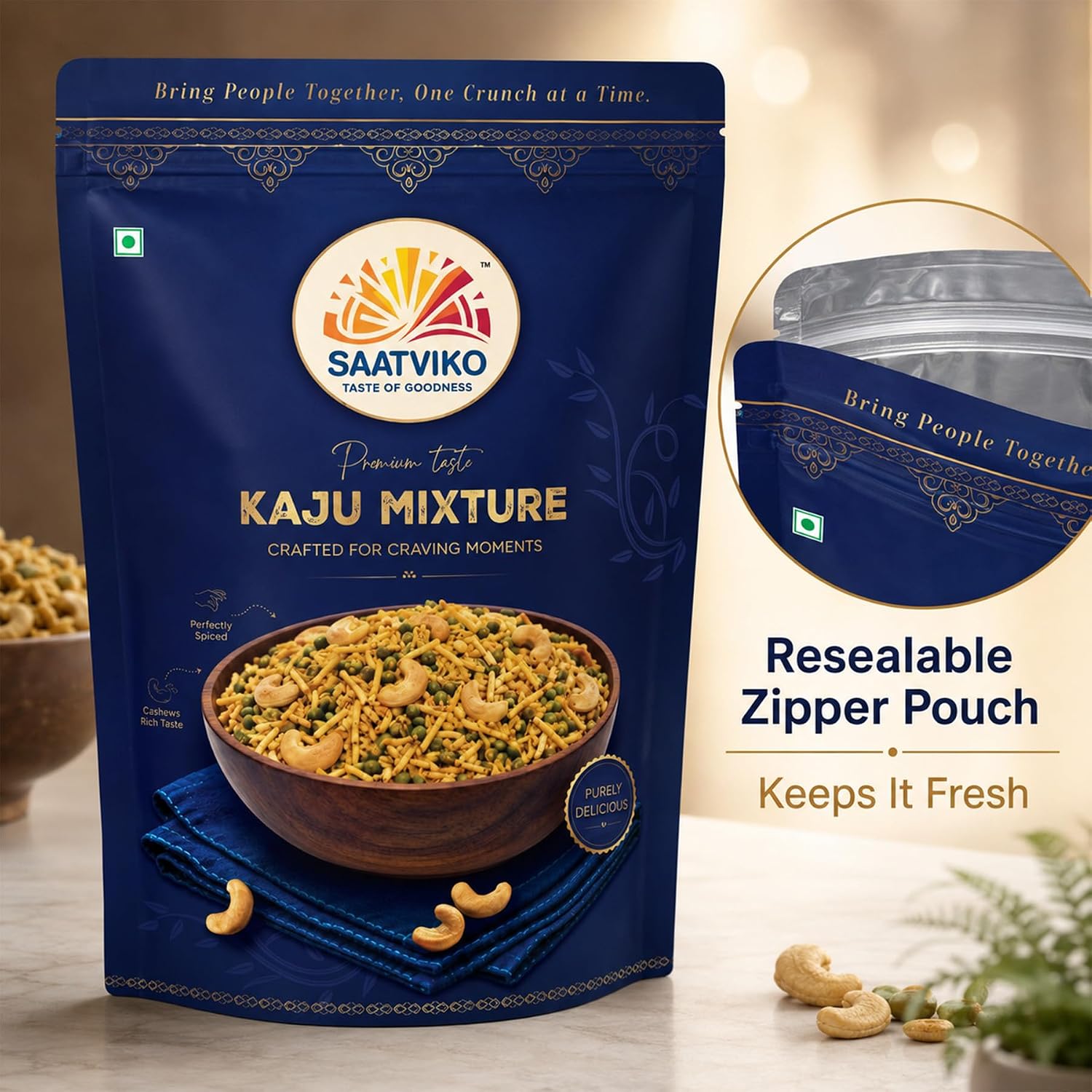 Saatviko Premium Kaju Mixture 400g | Crunchy Cashew Namkeen Mix - Image 8