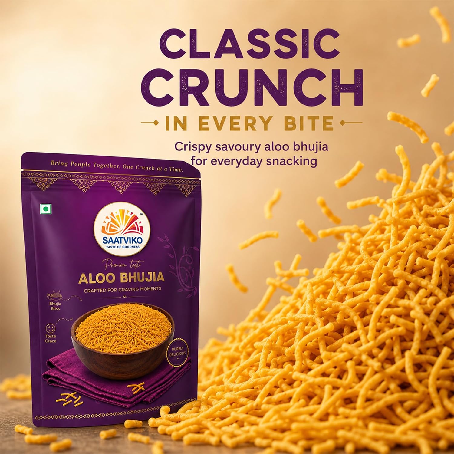 Saatviko Premium Aloo Bhujia 300g | Crispy & Spicy Indian Namkeen - Image 6