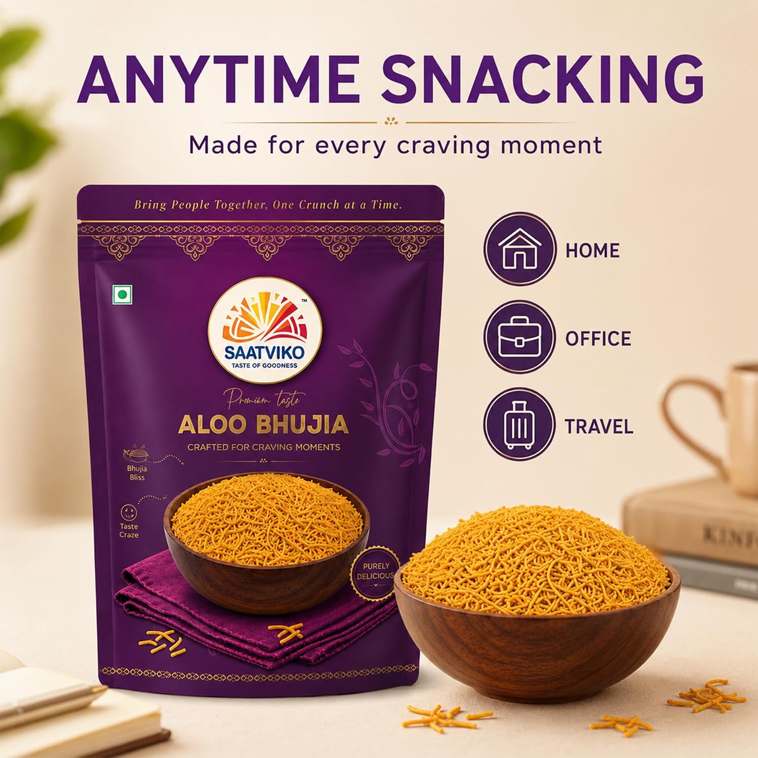 Saatviko Premium Aloo Bhujia 300g | Crispy & Spicy Indian Namkeen - Image 8
